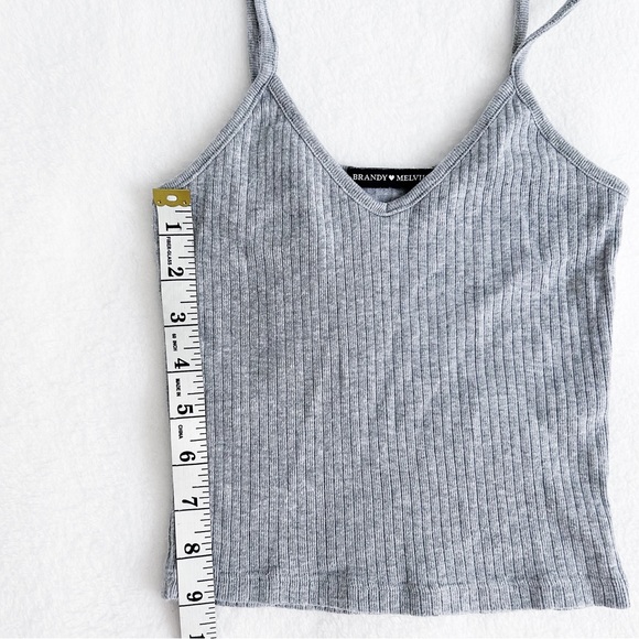 Brandy Melville Lorene Spaghetti Strap Cropped Tank Top Grey One Size - Picture 5 of 6